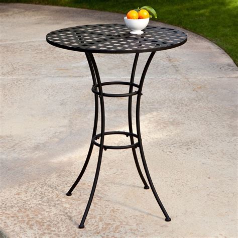 black metal round patio table